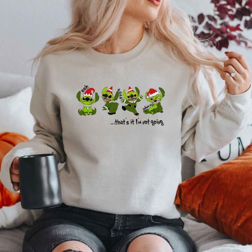 Stitch Grinch Not Going Christmas Santa Claus Sweatshirt