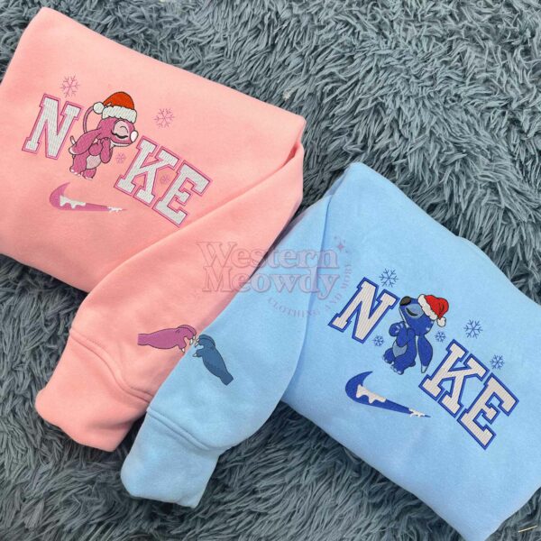 Stitch And Angel Couple Christmas Sweatshirt