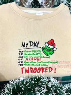 Grinch I’m Booked Embroidered Sweatshirt