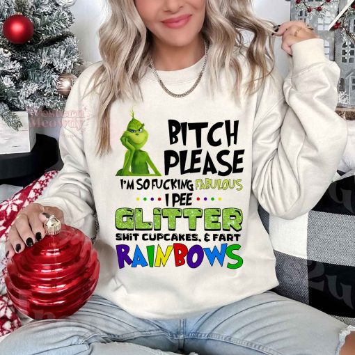 Christmas Grinch Glitter Rainbow Sweatshirt