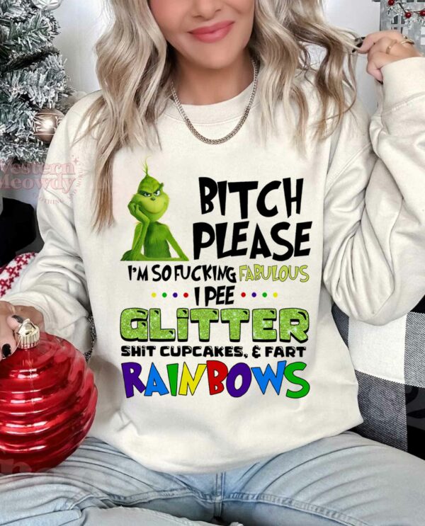 Christmas Grinch Glitter Rainbow Sweatshirt