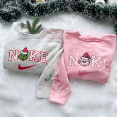 Mr.Grinch And Mrs.Grinch Pink Christmas 2D Sweatshirt Mr.Grinch And Mrs.Grinch Pink Christmas 2D Sweatshirt