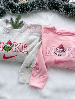 Mr.Grinch And Mrs.Grinch Pink Christmas 2D Sweatshirt