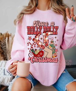 Have A Holly Dolly Pink Flowers Christmas Sweatshirt