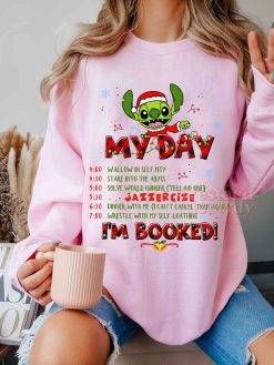 Stitch Grinch I’m booked Christmas Sweatshirt