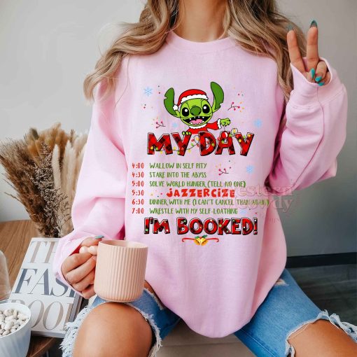 Stitch Grinch I’m booked Christmas Sweatshirt