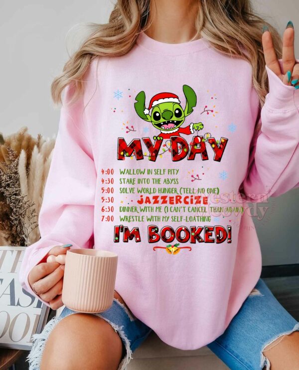 Stitch Grinch I’m booked Christmas Sweatshirt