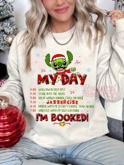 Stitch Grinch I’m booked Christmas Sweatshirt