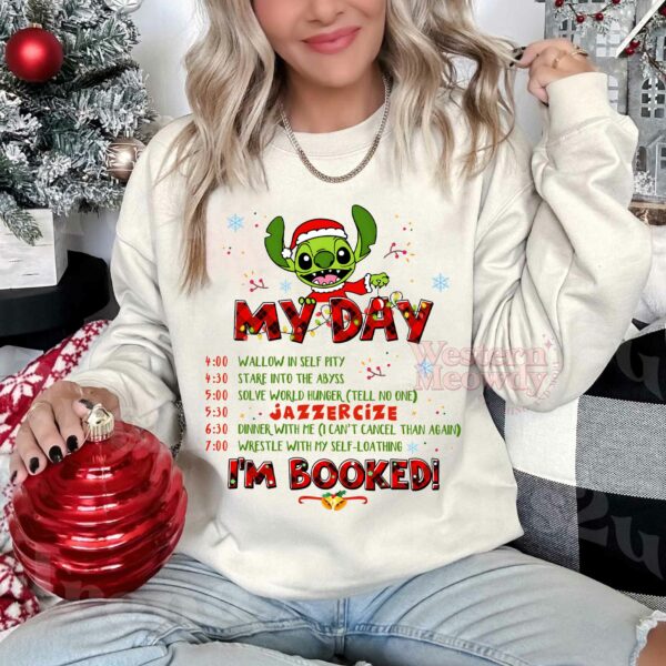 Stitch Grinch I’m booked Christmas Sweatshirt