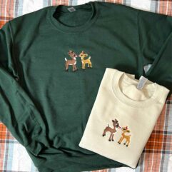Rudolph and Clarice Couple Christmas Embroidered Sweatshirt