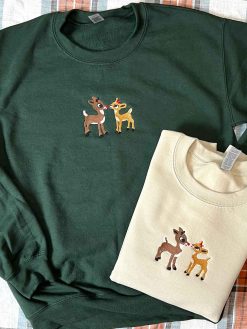 Rudolph and Clarice Couple Christmas Embroidered Sweatshirt