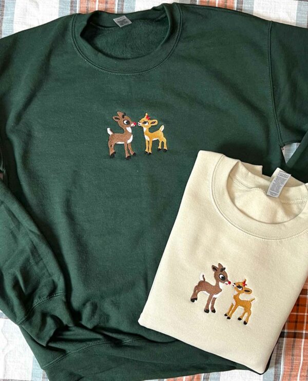 Rudolph and Clarice Couple Christmas Embroidered Sweatshirt