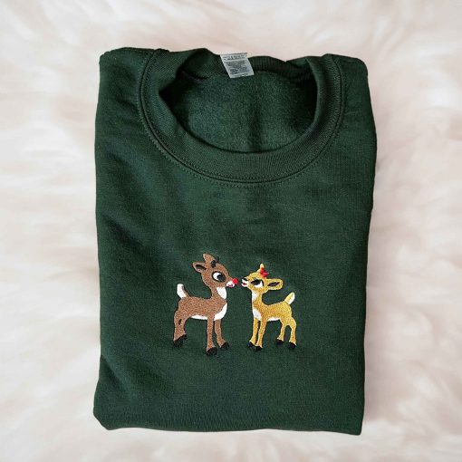 Rudolph and Clarice Couple Christmas Embroidered Sweatshirt