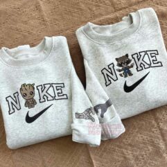 Rocket And Groot Couple Faux-Embroidered Sweatshirt