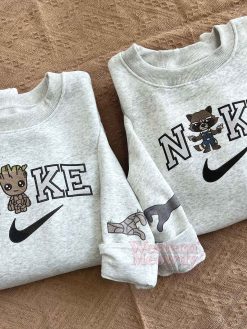 Rocket And Groot Couple Faux-Embroidered Sweatshirt