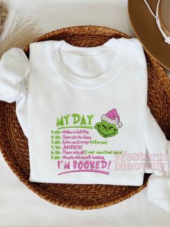 Grinch I’m Booked Pink Version Embroidered Sweatshirt