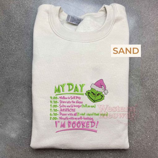Grinch I’m Booked Pink Version Embroidered Sweatshirt