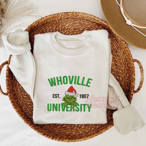 Grinch Whoville University Est 1957 Embroidered Sweatshirt
