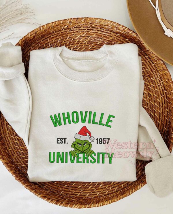 Grinch Whoville University Est 1957 Embroidered Sweatshirt