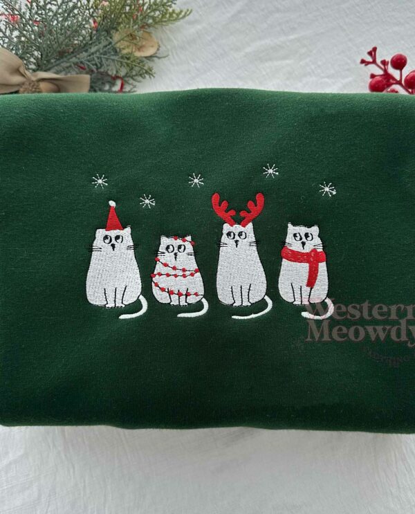 Christmas Ghost Cat Embroidered Sweatshirt Christmas Ghost Cat Embroidered Sweatshirt