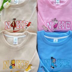 Winnie The Pooh, Eeyore, Tigger, Piglet Embroidered Couple Sweatshirt