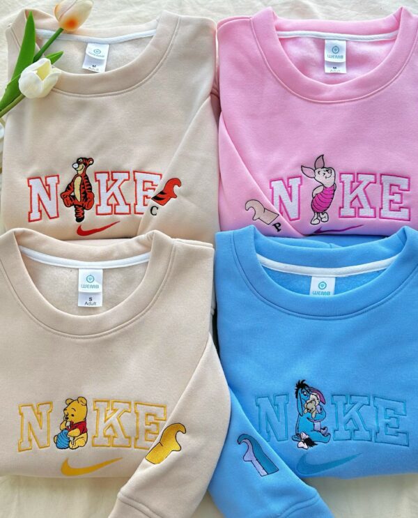 Winnie The Pooh, Eeyore, Tigger, Piglet Embroidered Couple Sweatshirt