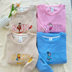 Winnie The Pooh, Eeyore, Tigger, Piglet Embroidered Couple Sweatshirt