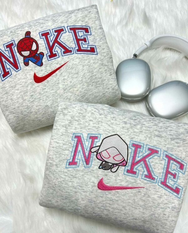 Spider Man And Gwen Couple Faux-Embroidered Sweatshirt