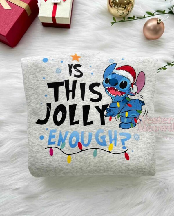 Is This Jolly Enough Stitch Christmas Sweatshirt