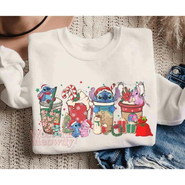 Stitch Coffee Cups Christmas Sweatshirt