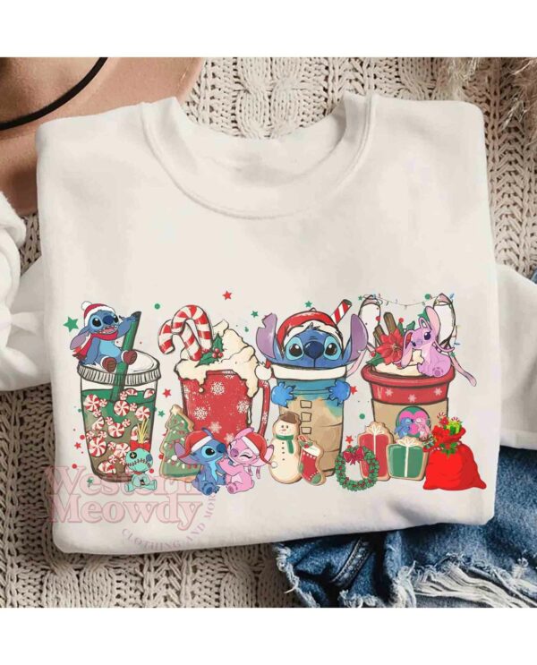 Stitch Coffee Cups Christmas Sweatshirt