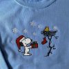Snoopy And Woodstock Christmas Snowman Embroidered Sweatshirt