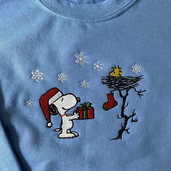 Snoopy And Woodstock Christmas Gift Embroidered Sweatshirt