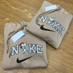 Snoopy And GirlFriend Couple Embroidered Sweatshirt