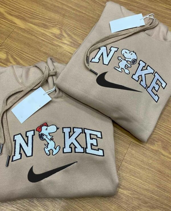 Snoopy And GirlFriend Couple Embroidered Sweatshirt