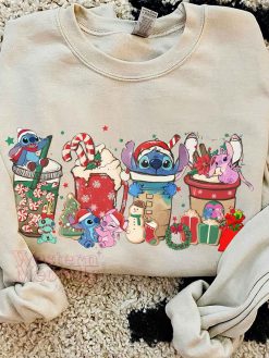 Stitch Coffee Cups Christmas Sweatshirt