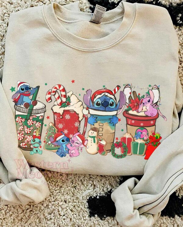 Stitch Coffee Cups Christmas Sweatshirt