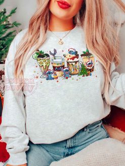 Coffee Cups Stitch Christmas Sweatshirt