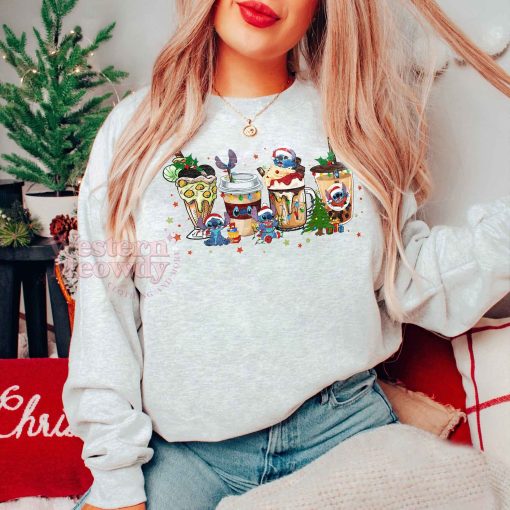 Coffee Cups Stitch Christmas Sweatshirt