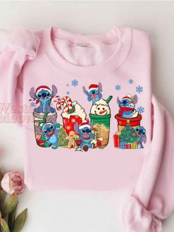 Stitch Coffee Cups Lovers Christmas Sweatshirt