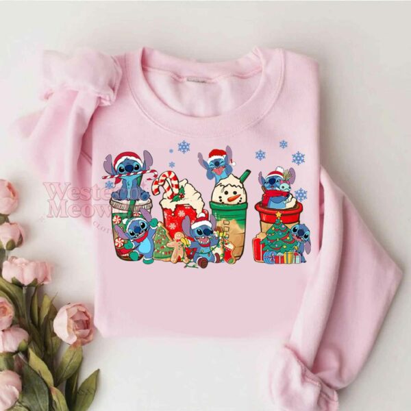 Stitch Coffee Cups Lovers Christmas Sweatshirt