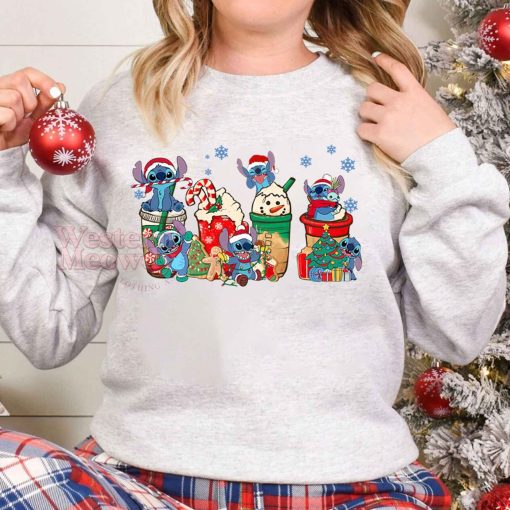 Stitch Coffee Cups Lovers Christmas Sweatshirt