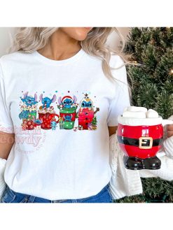 Stitch Coffee Cups Cute Christmas Sweatshirt