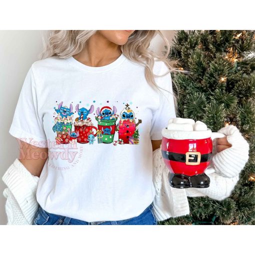 Stitch Coffee Cups Cute Christmas Sweatshirt