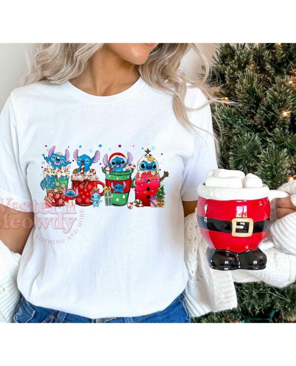 Stitch Coffee Cups Cute Christmas Sweatshirt