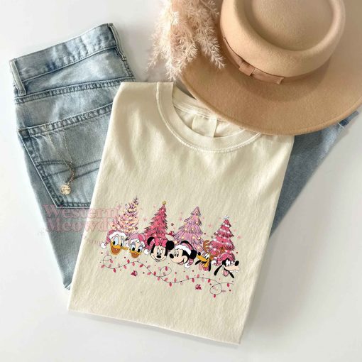 Mickey And Friends Christmas Trees Pink Sweatshirt