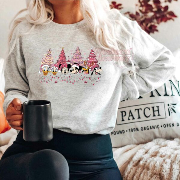 Mickey And Friends Christmas Trees Pink Sweatshirt