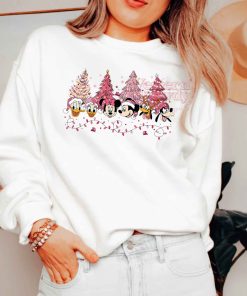 Mickey And Friends Christmas Trees Pink Sweatshirt