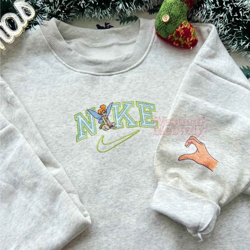 Tinker Bell And Peter Pan Couple Faux-Embroidered Sweatshirt