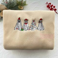 Christmas Ghost Dog Embroidered Sweatshirt